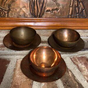 Vintage Chinese copper bowl & saucer